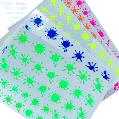 5 lakštai / siunta Neoniniai fejerverkai Nail Art Lipdukas Fluorescent Water Transfer Nagų lipdukai Folijiniai manikiūro patarimai