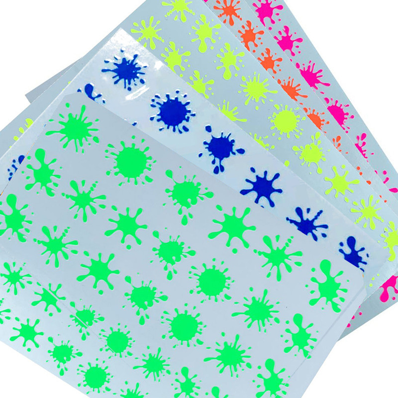 5 lakštai / siunta Neoniniai fejerverkai Nail Art Lipdukas Fluorescent Water Transfer Nagų lipdukai Folijiniai manikiūro patarimai