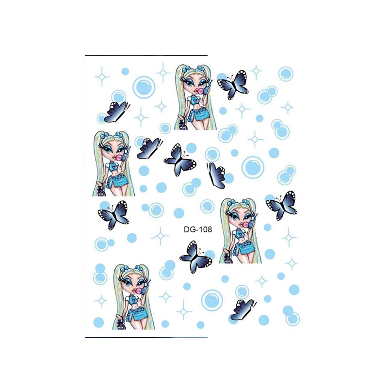 10db Cartoon Girls Nail Art matricák matricák 3D Flame öntapadó transzfer matrica manikűr dekoráció