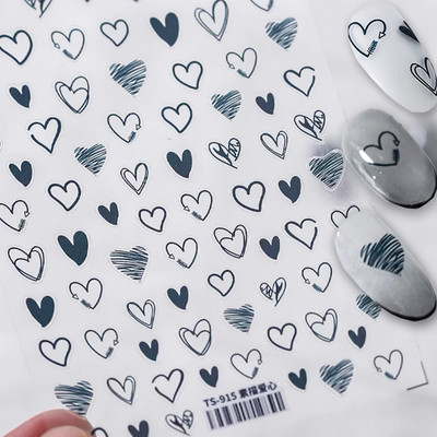 Heart Love Design 3D köröm matrica ábécé szerelem alakú minta öntapadó transzfer köröm matricák manikűr dekoráció