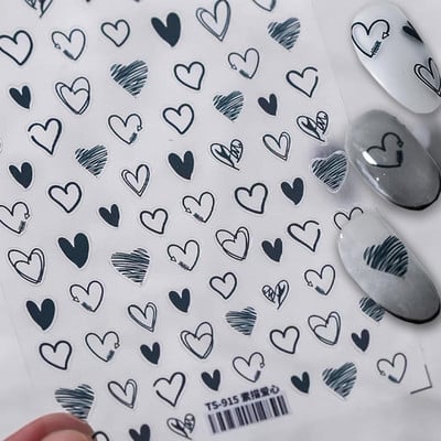 Heart Love Design 3D köröm matrica ábécé szerelem alakú minta öntapadó transzfer köröm matricák manikűr dekoráció