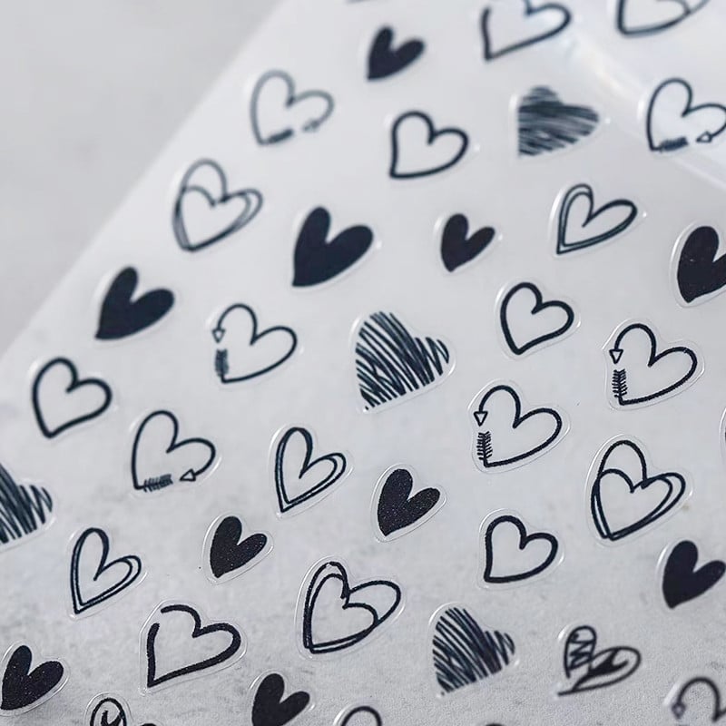 Heart Love Design 3D köröm matrica ábécé szerelem alakú minta öntapadó transzfer köröm matricák manikűr dekoráció