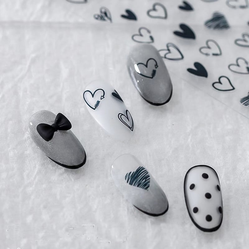 Heart Love Design 3D köröm matrica ábécé szerelem alakú minta öntapadó transzfer köröm matricák manikűr dekoráció