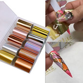 Arany Ezüst Köröm Fólia Rózsa Arany Csillogó Égbolt Celofán Nail Art Transzfer matricák Csúszka matrica Manikűr Dekoráció