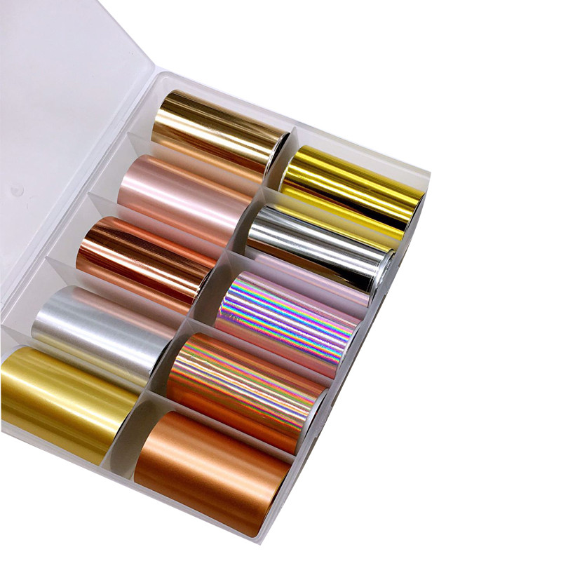 Arany Ezüst Köröm Fólia Rózsa Arany Csillogó Égbolt Celofán Nail Art Transzfer matricák Csúszka matrica Manikűr Dekoráció