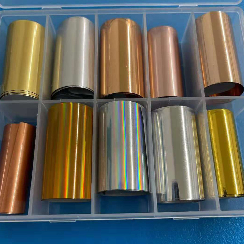 Arany Ezüst Köröm Fólia Rózsa Arany Csillogó Égbolt Celofán Nail Art Transzfer matricák Csúszka matrica Manikűr Dekoráció