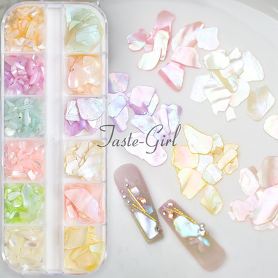 12 värvi küüned abalone kest fragmendid tekstuur naturaalne merekarp 3d sädelev küünte kunst kaunistus puuder litrid ilutööriistad