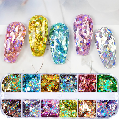 12 värvi küüned abalone kest fragmendid tekstuur naturaalne merekarp 3d sädelev küünte kunst kaunistus puuder litrid ilutööriistad