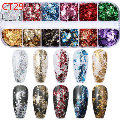 12 värvi küüned abalone kest fragmendid tekstuur naturaalne merekarp 3d sädelev küünte kunst kaunistus puuder litrid ilutööriistad