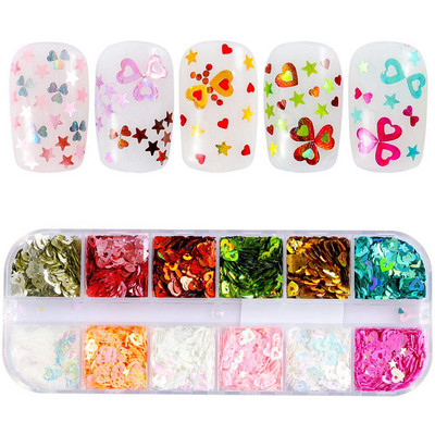 12 värvi küüned abalone kest fragmendid tekstuur naturaalne merekarp 3d sädelev küünte kunst kaunistus puuder litrid ilutööriistad