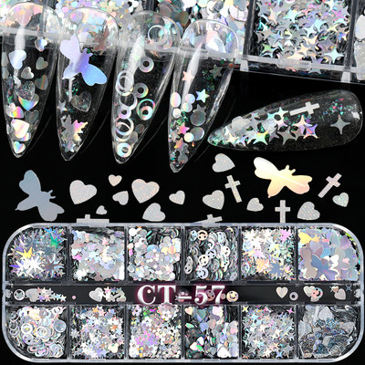 12 värvi küüned abalone kest fragmendid tekstuur naturaalne merekarp 3d sädelev küünte kunst kaunistus puuder litrid ilutööriistad