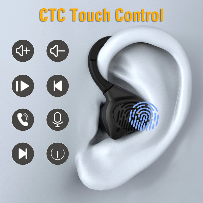 Căști bluetooth sport cu microfon Noise Cancel Căști fără fir Bluetooth 5.1 HiFi Stereo Cârlige pentru urechi pentru alergare Căști fără fir