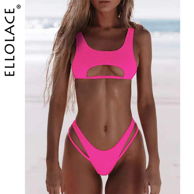 Ellolace szexi bikini hollow out női fürdőruha magas kivágású mikro fürdőruha 2022 Stílusos fürdőruha strandruhák 2 db