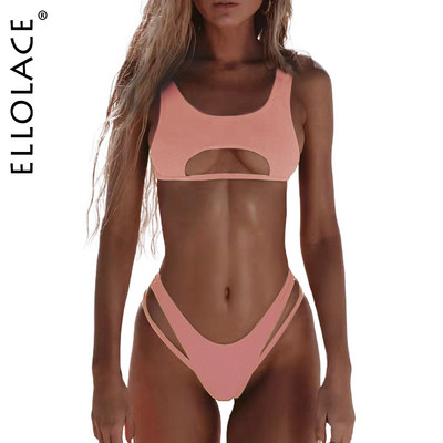 Ellolace szexi bikini hollow out női fürdőruha magas kivágású mikro fürdőruha 2022 Stílusos fürdőruha strandruhák 2 db