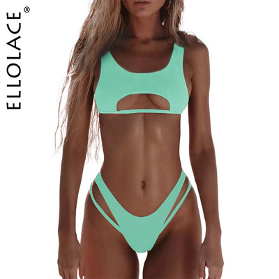 Ellolace szexi bikini hollow out női fürdőruha magas kivágású mikro fürdőruha 2022 Stílusos fürdőruha strandruhák 2 db