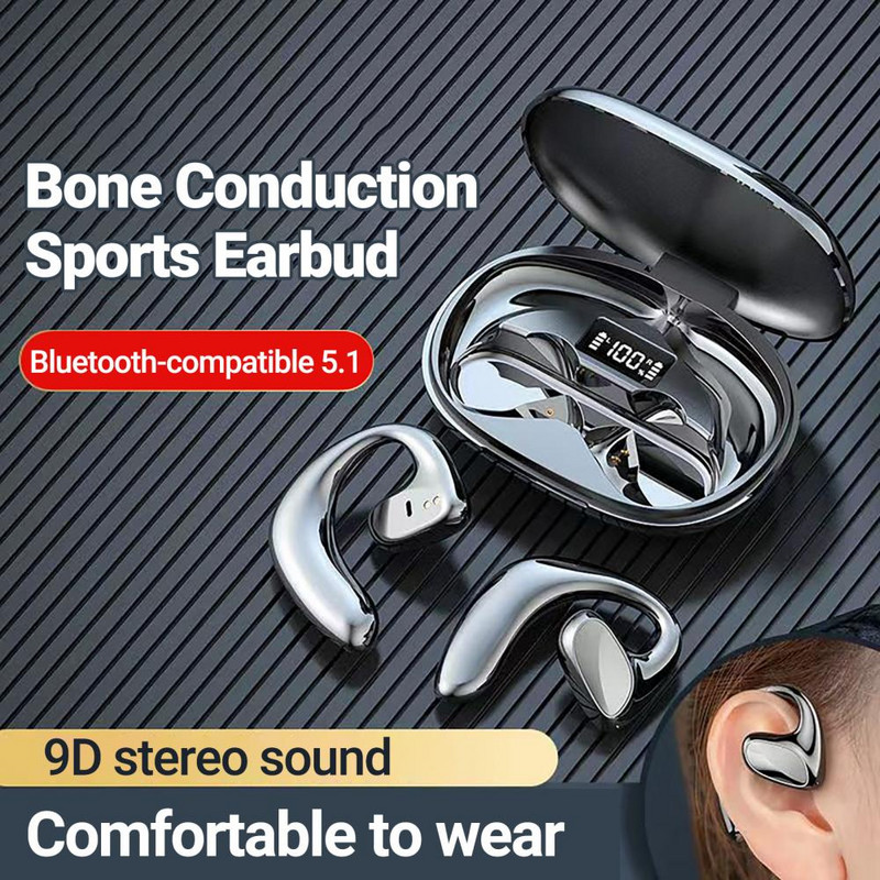 Fülhallgató Kiváló minőségű Bluetooth-kompatibilis 5.1 HiFi Bone Conduction Sportfülhallgató Könnyű vezeték nélküli fülhallgató