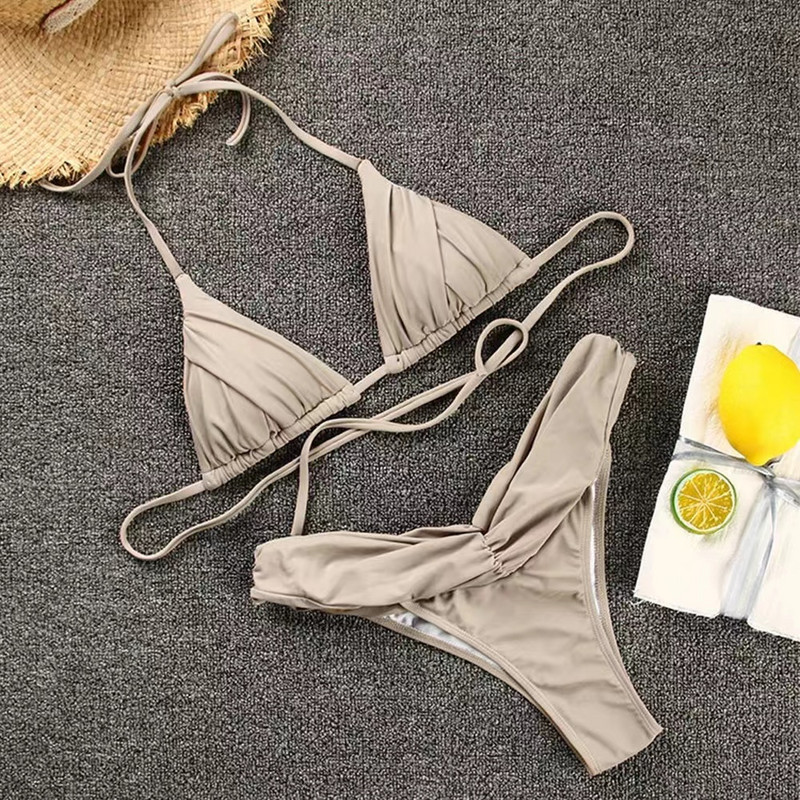 Szexi mikrobikinik 2023 női kötőfékes brazil bikini szett női rakott fürdőruha Új háromszög fürdőruha strand viselet fürdőruha