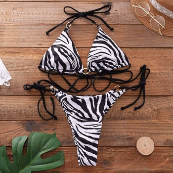 Σέξι Brazilian Thong Bikini Mujer Γυναικεία μαγιό 2023 Bandage Leopard Swimsuit Micro Bikini Set Summer beachwear μαγιό