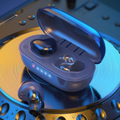 Căști fără fir KLYP07, bobină mobilă dublă, confortabilă, culoare albastru profund, căști tactile fără fir cu amprentă digitală pentru Apple