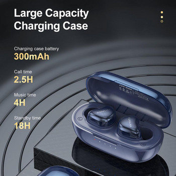 KLYP07 Безжична слушалка с двойна движеща се намотка Удобна тъмно синя цветна безжична сензорна слушалка с пръстов отпечатък за Apple