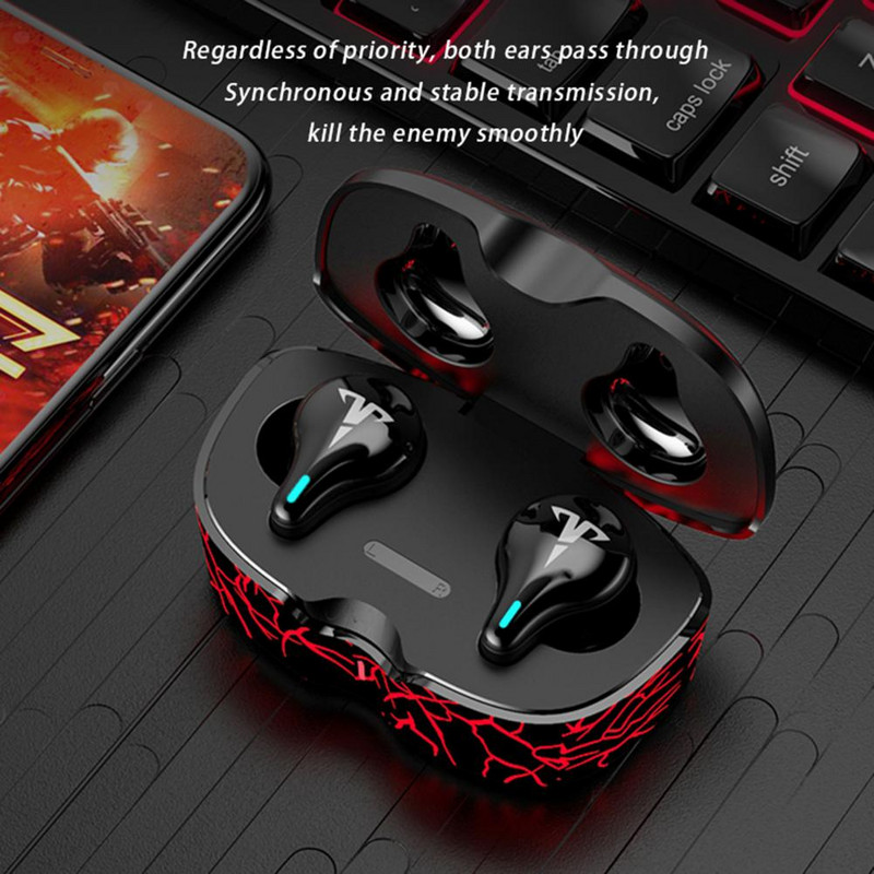 Căști TWS Bluetooth V5.1 8D Stereo cu latență scăzută Căști fără fir Căști pentru muzică cu microfon pentru jocuri