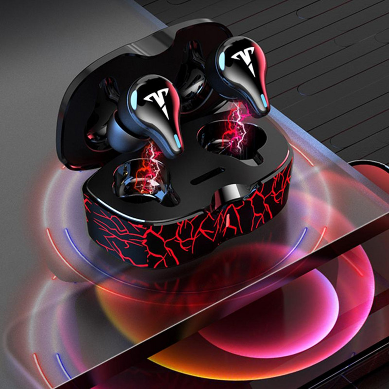 Căști TWS Bluetooth V5.1 8D Stereo cu latență scăzută Căști fără fir Căști pentru muzică cu microfon pentru jocuri