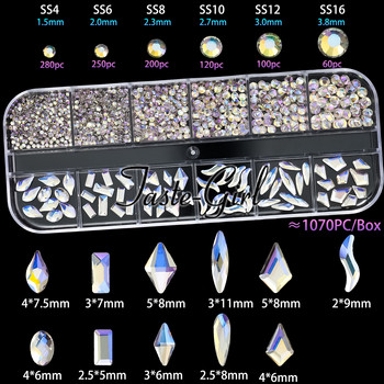 1 Κουτί K9 Glass 3D Nail Art Διακόσμηση Στρας Γούρια Νύχια γκλίτερ Αξεσουάρ Μικτά σχέδια Προμήθειες νυχιών για επαγγελματίες