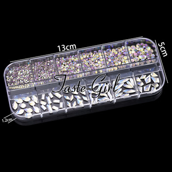 1 Κουτί K9 Glass 3D Nail Art Διακόσμηση Στρας Γούρια Νύχια γκλίτερ Αξεσουάρ Μικτά σχέδια Προμήθειες νυχιών για επαγγελματίες