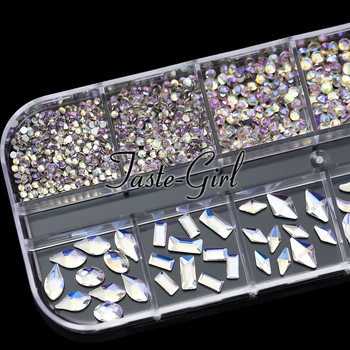 1 Κουτί K9 Glass 3D Nail Art Διακόσμηση Στρας Γούρια Νύχια γκλίτερ Αξεσουάρ Μικτά σχέδια Προμήθειες νυχιών για επαγγελματίες