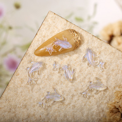 100 buc. Brelocuri pentru unghii cu pește Koi clar sclipici 3D acrilic pentru decorațiuni pentru unghii Accesorii drăguțe pentru decorațiuni pentru manichiură Strass