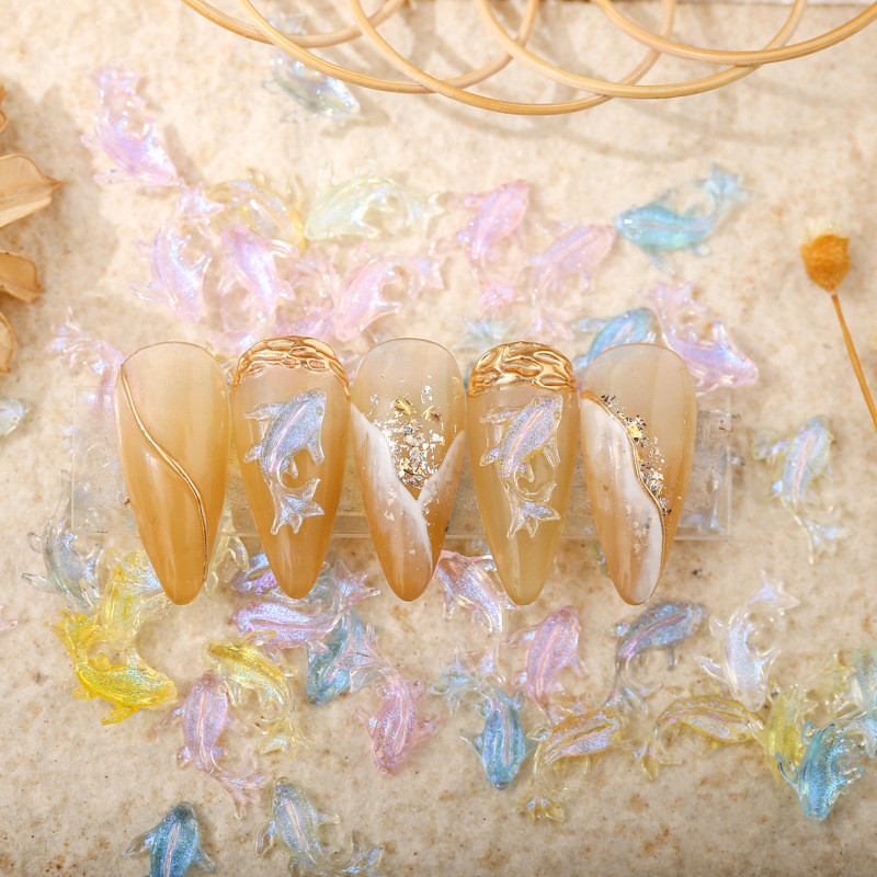 100 buc. Brelocuri pentru unghii cu pește Koi clar sclipici 3D acrilic pentru decorațiuni pentru unghii Accesorii drăguțe pentru decorațiuni pentru manichiură Strass
