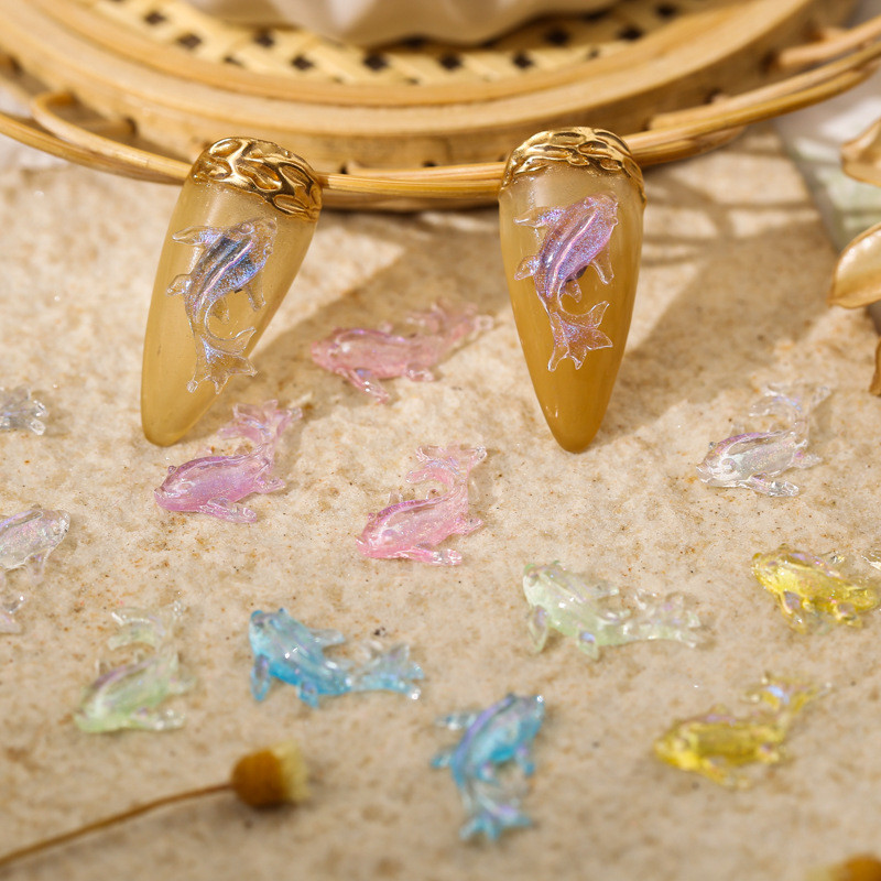 100 buc. Brelocuri pentru unghii cu pește Koi clar sclipici 3D acrilic pentru decorațiuni pentru unghii Accesorii drăguțe pentru decorațiuni pentru manichiură Strass