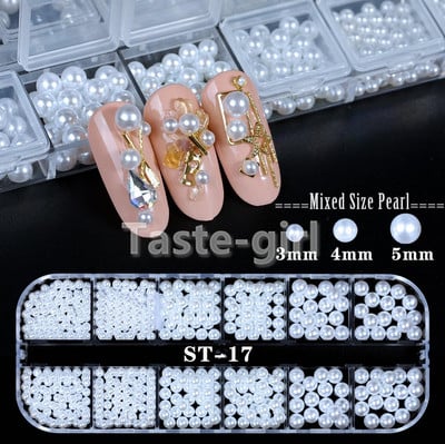 12 rešetki Dijelovi Dodaci za nokte Biserne perle 1 kutija Akrilne kuglice sa vještačkim kamenčićima Pribor za profesionalce Alat za dekoraciju manikure