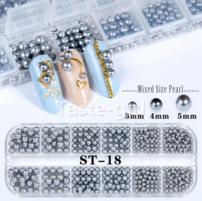 12 rešetki Dijelovi Dodaci za nokte Biserne perle 1 kutija Akrilne kuglice sa vještačkim kamenčićima Pribor za profesionalce Alat za dekoraciju manikure