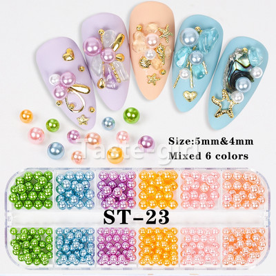 12 rešetki Dijelovi Dodaci za nokte Biserne perle 1 kutija Akrilne kuglice sa vještačkim kamenčićima Pribor za profesionalce Alat za dekoraciju manikure