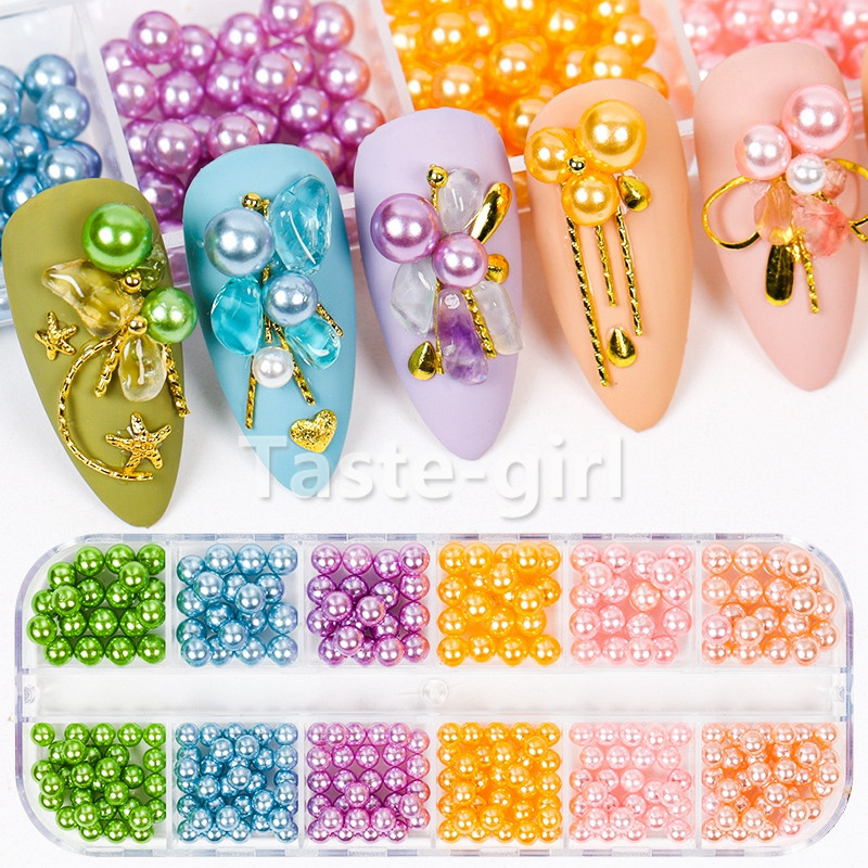 12 rešetki Dijelovi Dodaci za nokte Biserne perle 1 kutija Akrilne kuglice sa vještačkim kamenčićima Pribor za profesionalce Alat za dekoraciju manikure