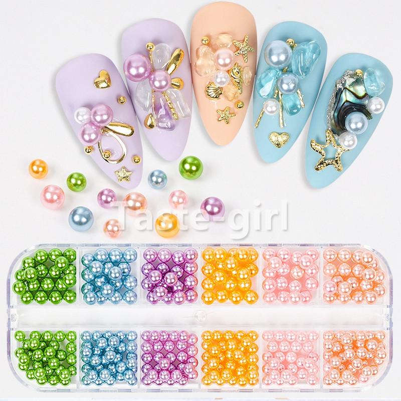 12 rešetki Dijelovi Dodaci za nokte Biserne perle 1 kutija Akrilne kuglice sa vještačkim kamenčićima Pribor za profesionalce Alat za dekoraciju manikure