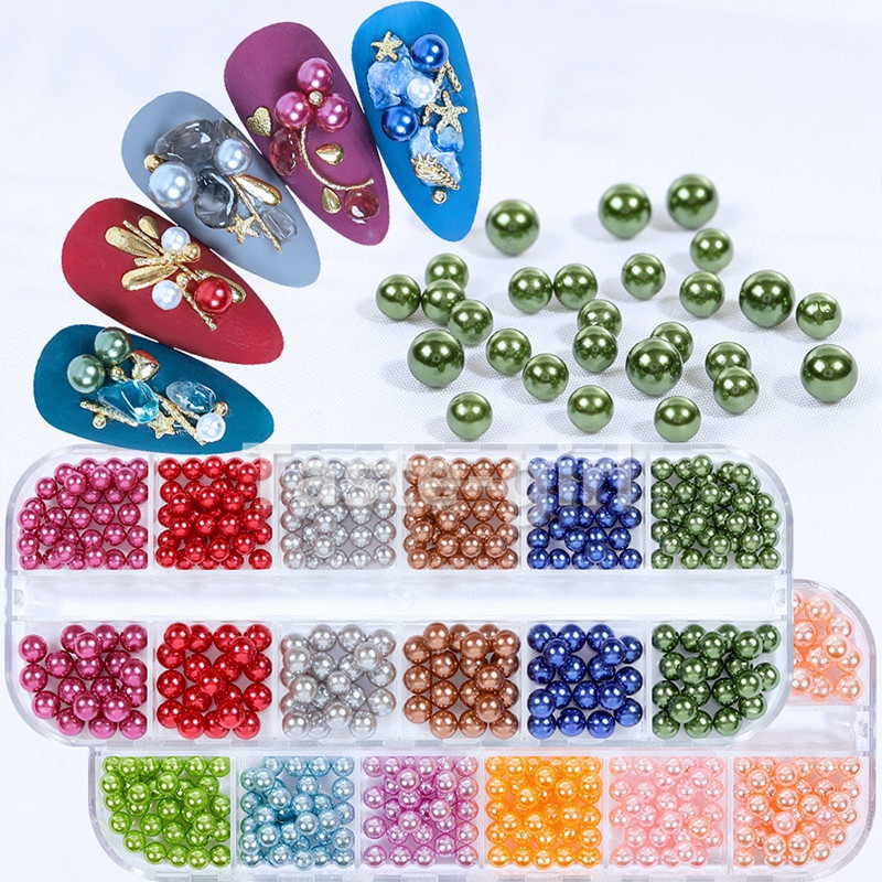 12 rešetki Dijelovi Dodaci za nokte Biserne perle 1 kutija Akrilne kuglice sa vještačkim kamenčićima Pribor za profesionalce Alat za dekoraciju manikure