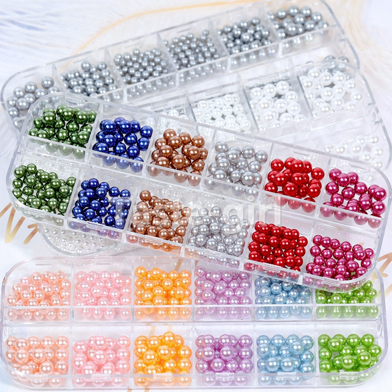 12 rešetki Dijelovi Dodaci za nokte Biserne perle 1 kutija Akrilne kuglice sa vještačkim kamenčićima Pribor za profesionalce Alat za dekoraciju manikure