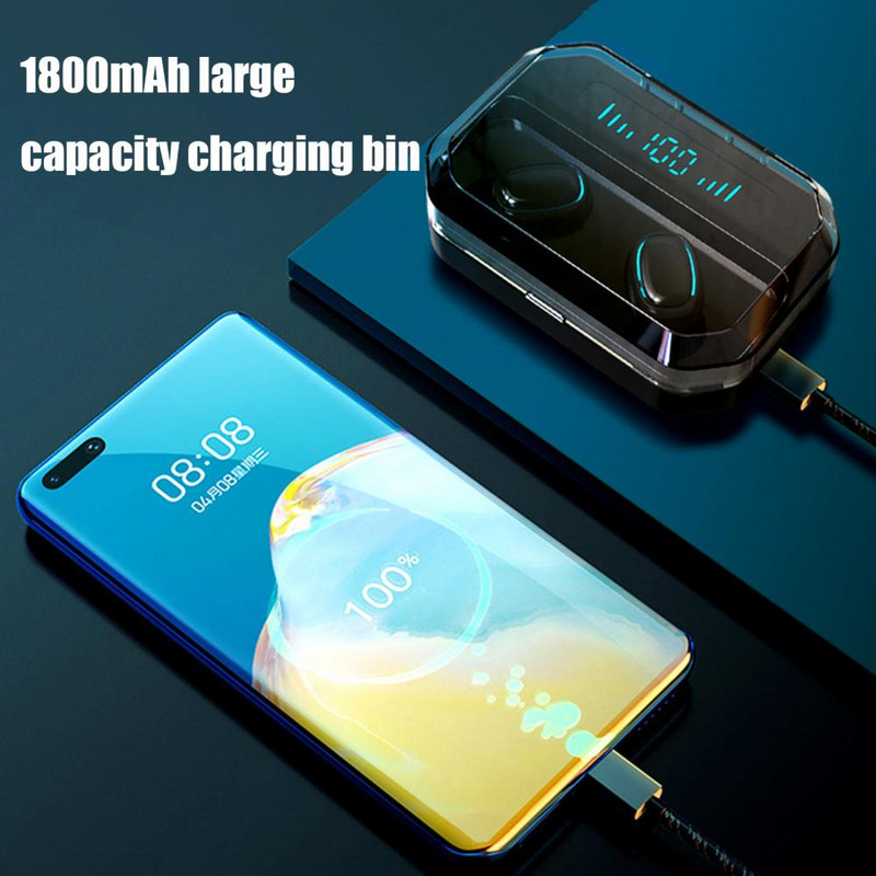 Stereo TWS F9 Bežične slušalice Sportske slušalice Bluetooth Touch Mini slušalice sa slušalicama 1800mAh Kutija za punjenje Power Bank