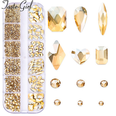 1 kutija Stakleni dodaci za nokte Miješani stil SS04-SS16 Nail Art Decoration Charms Rhinestones Pribor za nokte Set dekoracija za manikuru