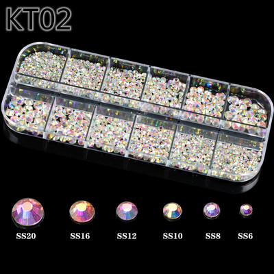 1 kutija Stakleni dodaci za nokte Miješani stil SS04-SS16 Nail Art Decoration Charms Rhinestones Pribor za nokte Set dekoracija za manikuru
