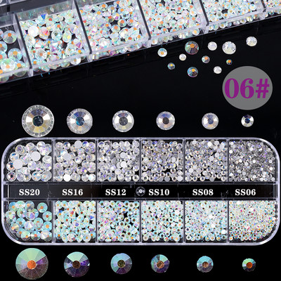 1 kutija Stakleni dodaci za nokte Miješani stil SS04-SS16 Nail Art Decoration Charms Rhinestones Pribor za nokte Set dekoracija za manikuru