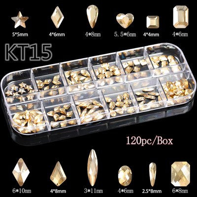 1 kutija Stakleni dodaci za nokte Miješani stil SS04-SS16 Nail Art Decoration Charms Rhinestones Pribor za nokte Set dekoracija za manikuru