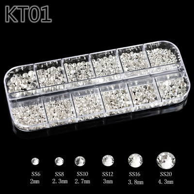 1 kutija Stakleni dodaci za nokte Miješani stil SS04-SS16 Nail Art Decoration Charms Rhinestones Pribor za nokte Set dekoracija za manikuru