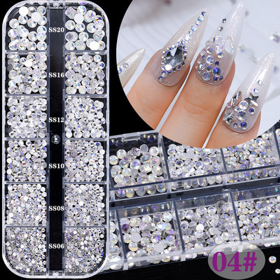 1 kutija Stakleni dodaci za nokte Miješani stil SS04-SS16 Nail Art Decoration Charms Rhinestones Pribor za nokte Set dekoracija za manikuru