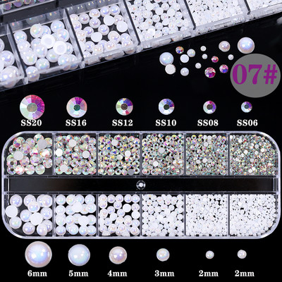 1 kutija Stakleni dodaci za nokte Miješani stil SS04-SS16 Nail Art Decoration Charms Rhinestones Pribor za nokte Set dekoracija za manikuru