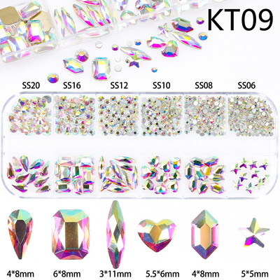 1 kutija Stakleni dodaci za nokte Miješani stil SS04-SS16 Nail Art Decoration Charms Rhinestones Pribor za nokte Set dekoracija za manikuru