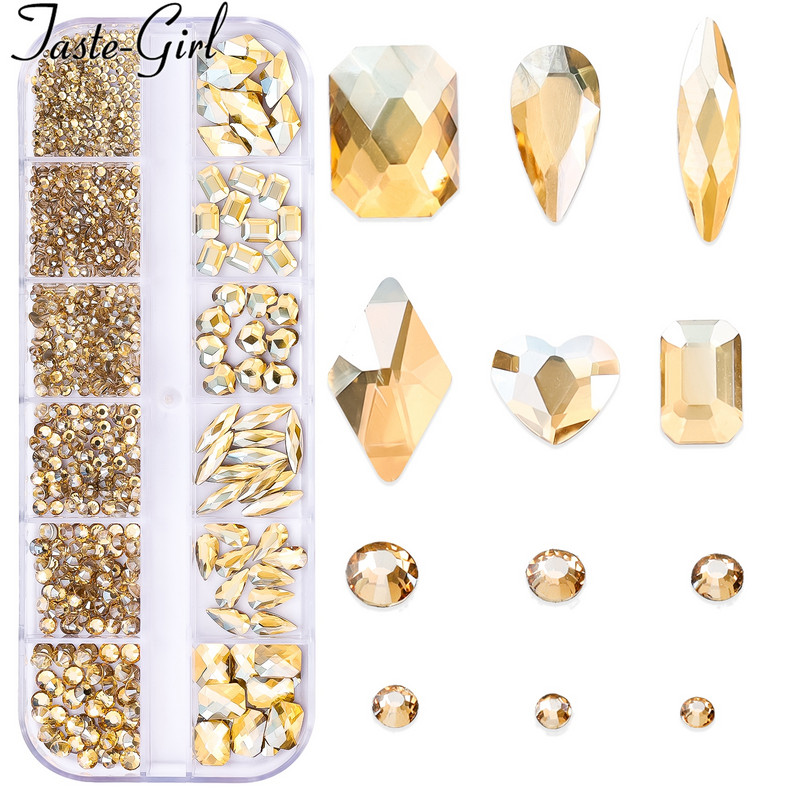 1 kutija Stakleni dodaci za nokte Miješani stil SS04-SS16 Nail Art Decoration Charms Rhinestones Pribor za nokte Set dekoracija za manikuru