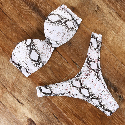 Szexi női bikini brazil fürdőruha Push-up melltartó bikini szett kétrészes fürdőruha fürdőruha Alacsony derekú strandruha Leopárd fürdő